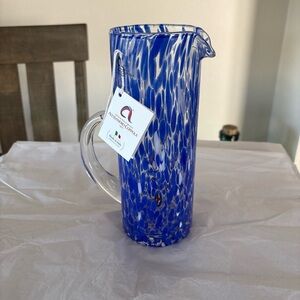 Alessandro Coppola 8.5” X 3” Pitcher Blue/White Confetti Design New!
